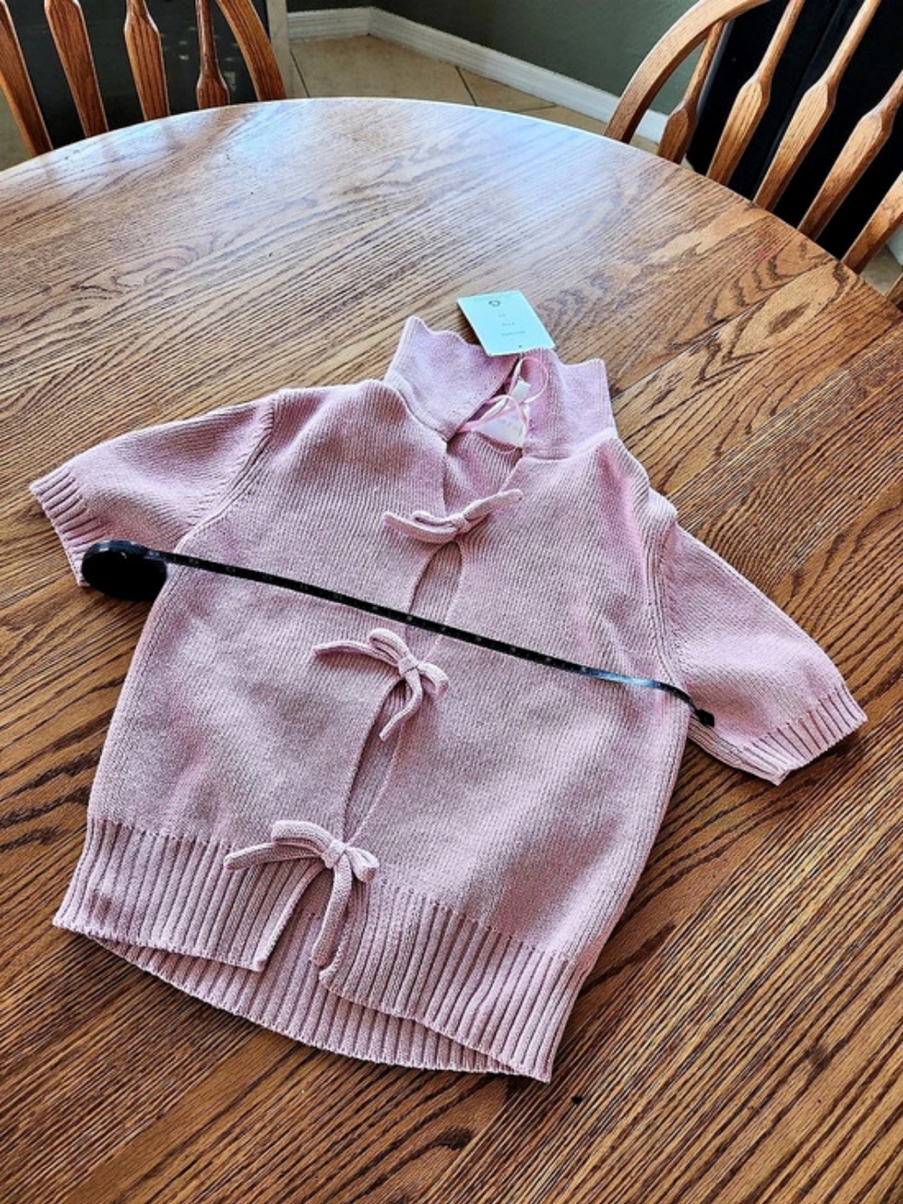 Willow & Wyatt Pink Tie-Front Sweater Size XS NWT